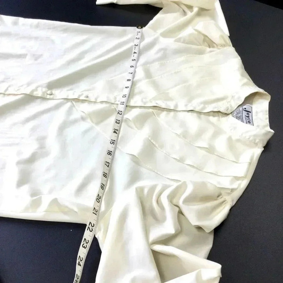 Vintage Joyce Womens Ivory Puff Sleeve Ruffle Frill Button Front Blouse Size 18 - Picture 5 of 9